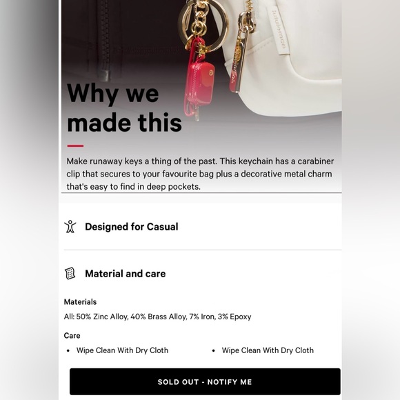 Lululemon Everywhere Belt Bag Charm Keychain, Red,Gold, NWT - Picture 5 of 5